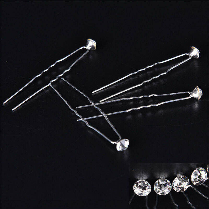 20PCS Clear Crystal Rhinestone Diamante Wedding Bridal Prom Hair Pins Hairpin BR