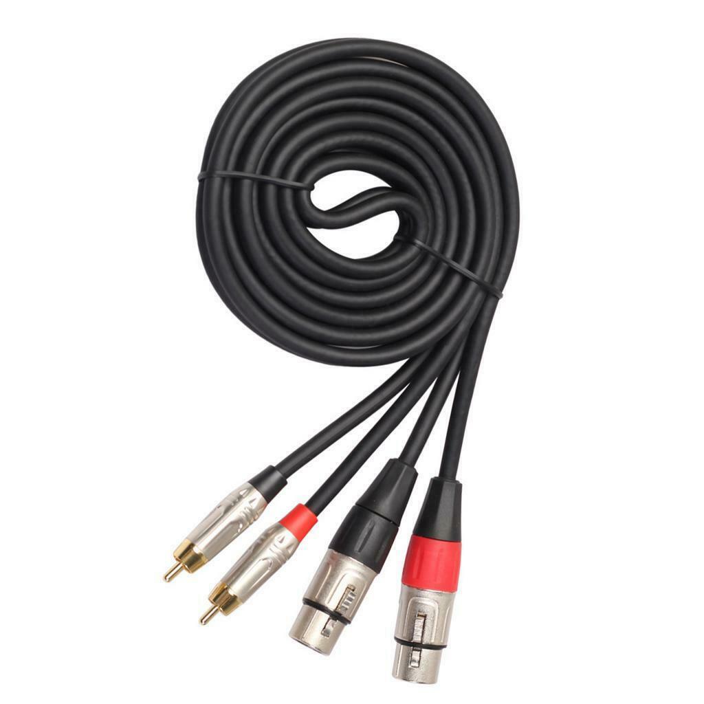 Dual Female to Dual RCA Male Signal Patch Cable Durable for Micophone 1.8m
