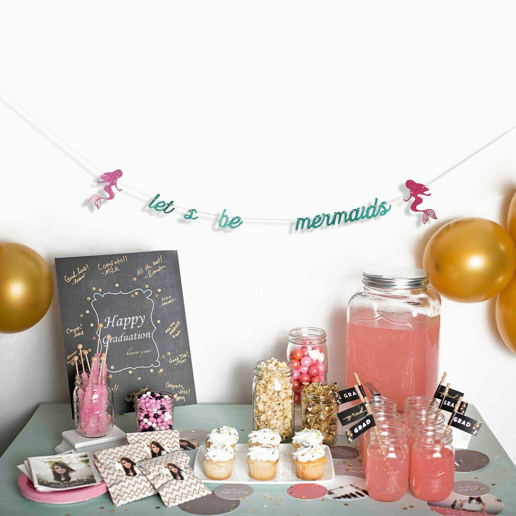 Let's Be Mermaid Garland Mermaid Theme Party Banner Decor