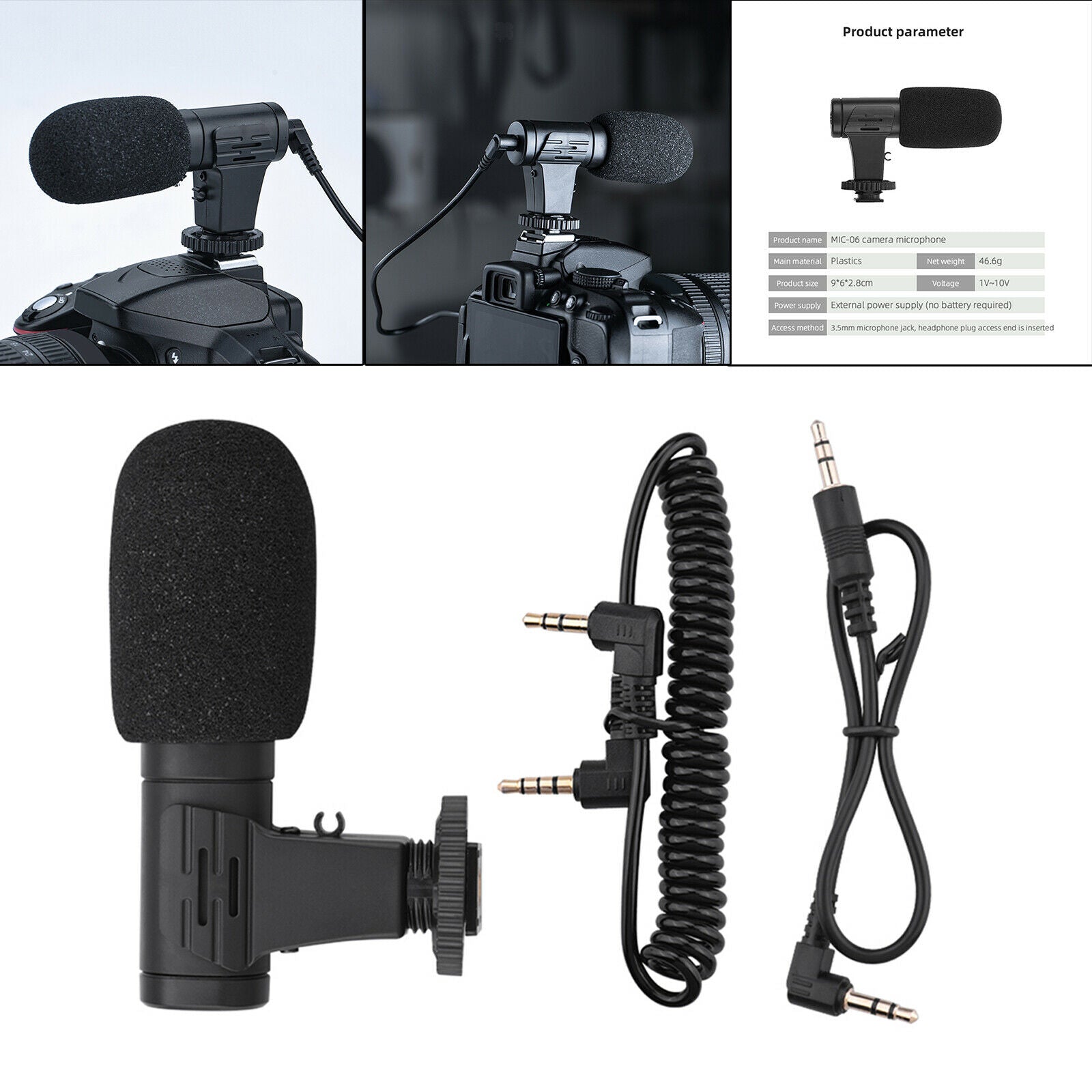 Video Microphone Universal On-Camera Mini Recording Mic for DSLR Smartphones