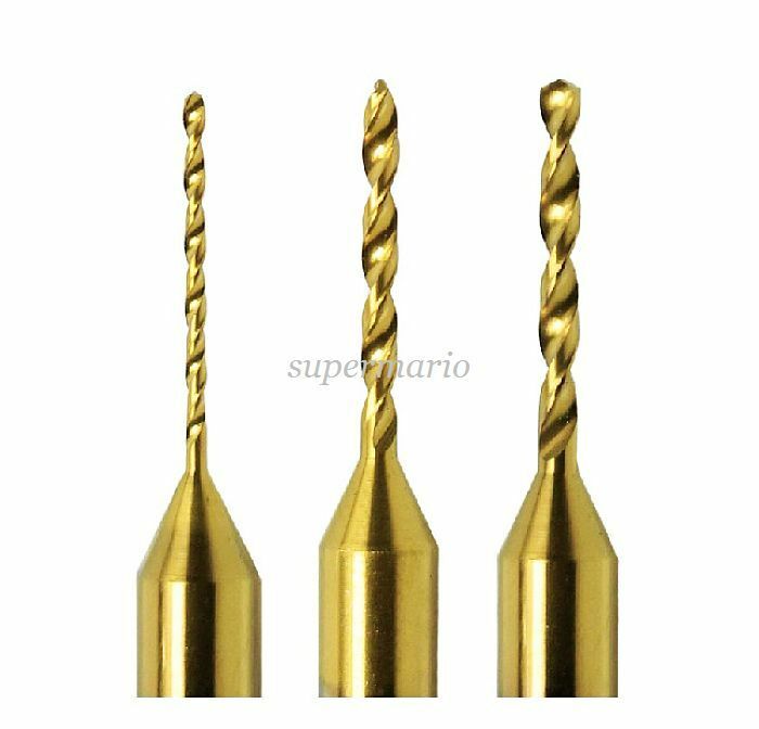 10 Titanium Nitride Coated Carbide 0.3mm to 1.2mm PCB CNC Drill Bits Router Bits