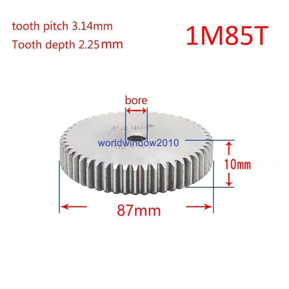 1M85T Spur Gear Steel Motor Pinion Gear Thickness 10mm Reference Diameter 87mm