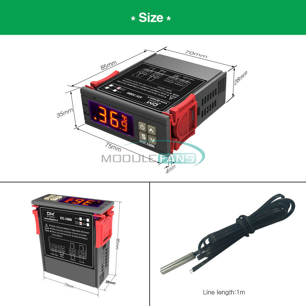Expansion board module STC-1000 Digital Thermostat AC 110-220V NTC Red Display