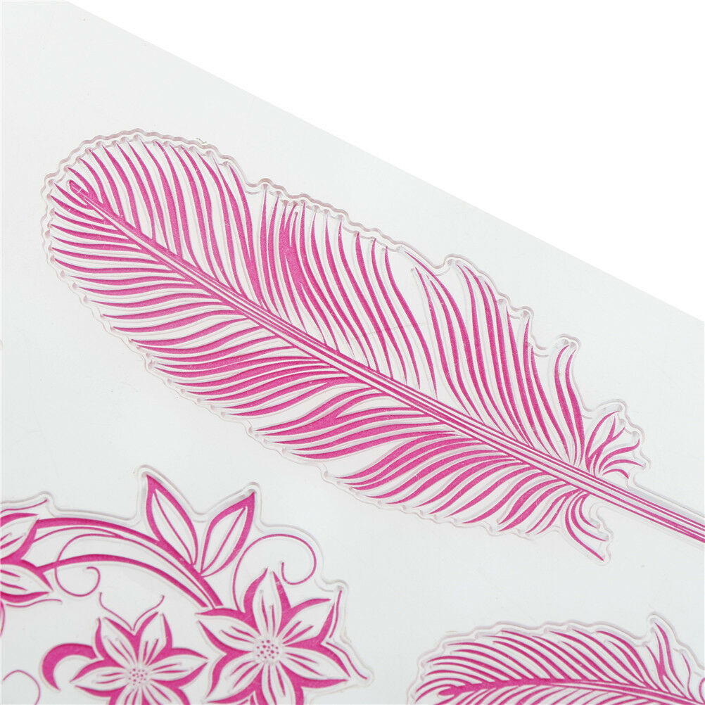 Beautiful Colorful Feather Shape Rubber Stamps Scrapbookings Photo Albums_JO Rf