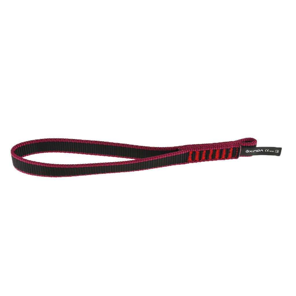 2X 22KN Rock Climbing Quick Draw Sling Mountaineering Webbing Strap 25cm Red