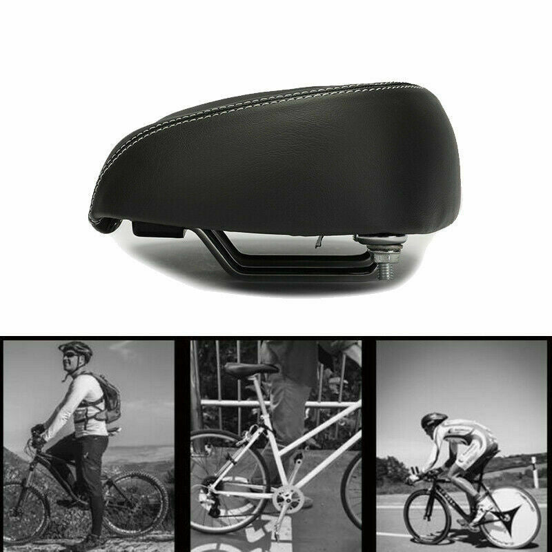 Bicycle Ride Breathable Comfort Elastic Bike MTB Saddle Wide Big Seat Pad Black