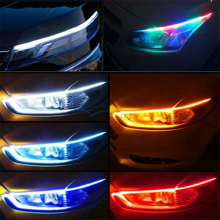 2× 12V RGB Waterproof Universal Car Styling DRL Flexible Soft LED Strip Light