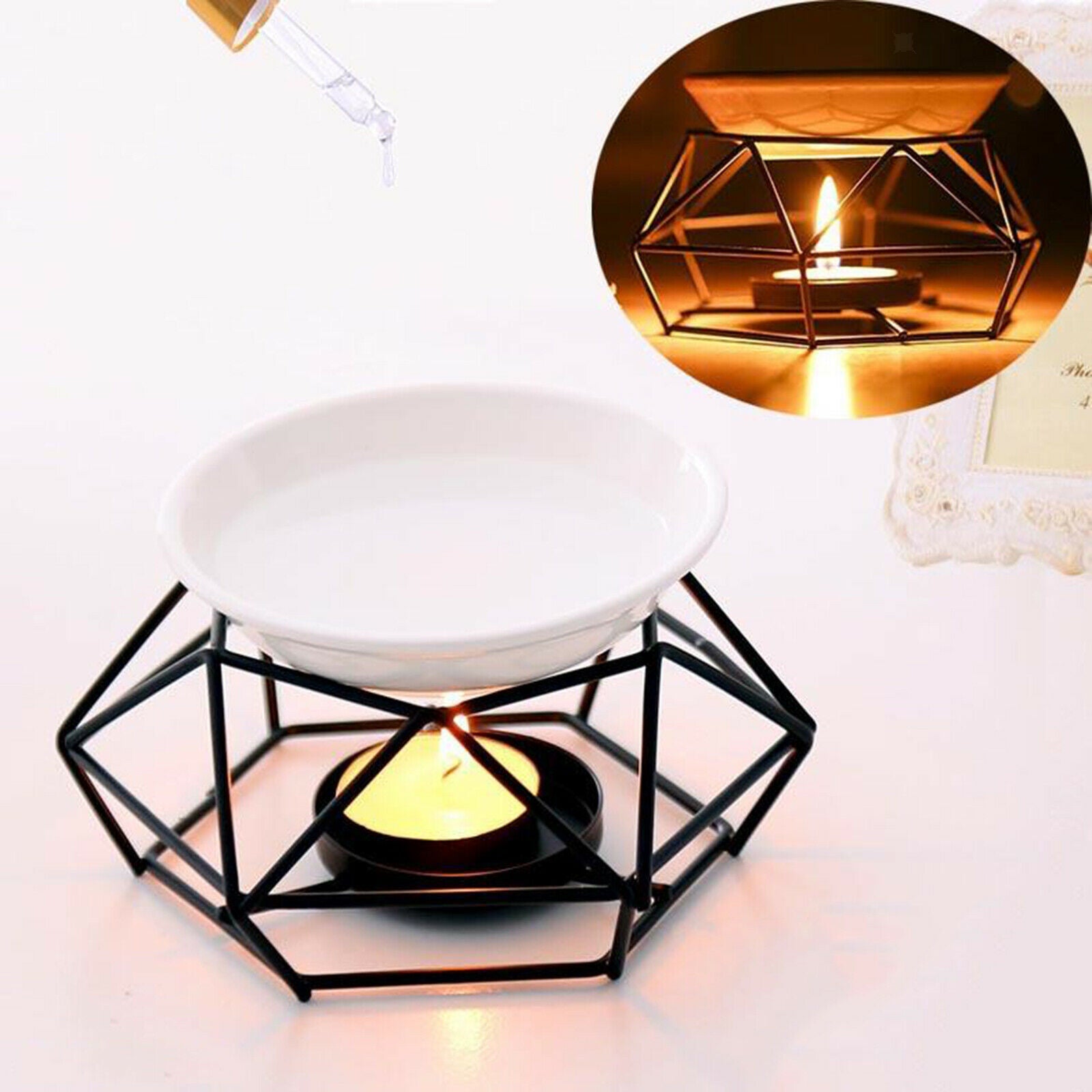 Essential Oil Burner Ceramic Dish Tealight Candle Holder Home Office Decors 70ML