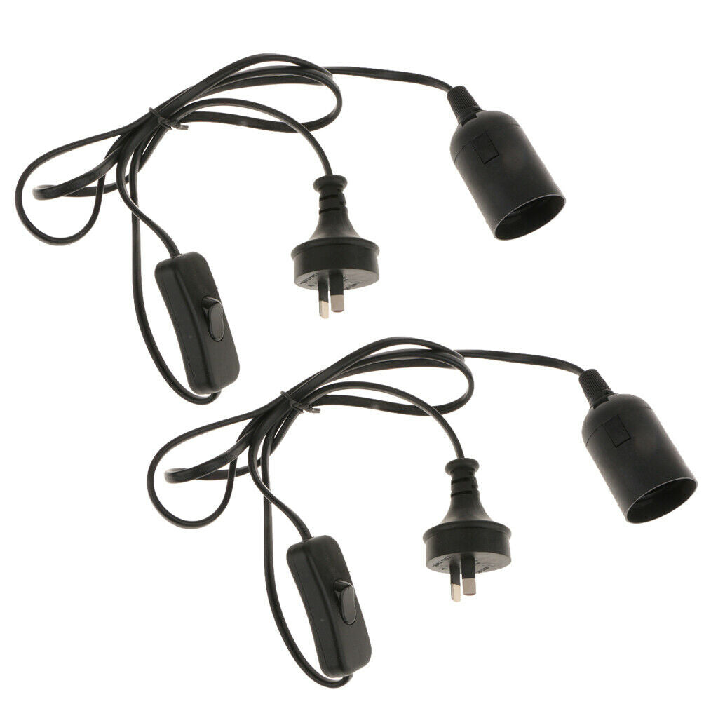 2pcs Black E27 Light Bulb Cord Socket Electric Light Socket with Switch