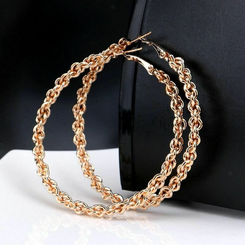 Women Weave Twist Large Round Circle Sleeper Hoop Earrings Ear Jewelry