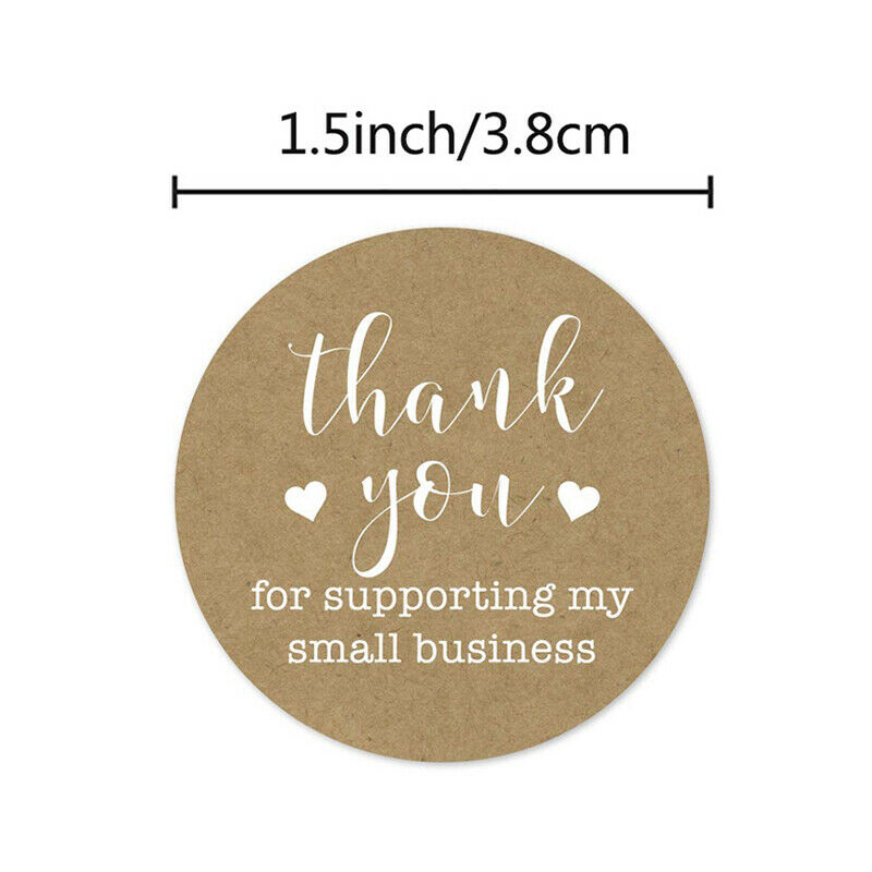 500Pcs 1.5 inch Round Kraft Thank You Stickers Online Trade for Store Sh.l8
