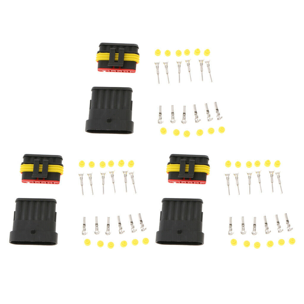 3pcs Car Auto Sealed Waterproof Electrical Wire Connector Plug 6P