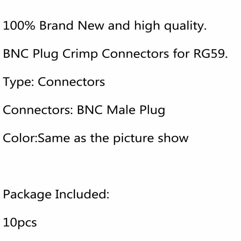 10 Pcs BNC Male Plug Crimp Adapter Coaxial Connectors For RG59 Cable