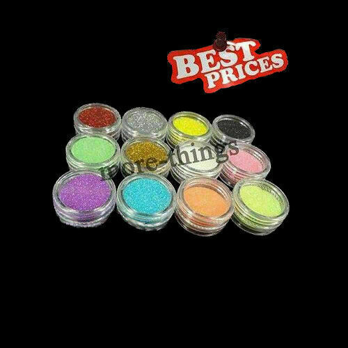 12pcs Color Glitter Powder Dust Nail Art Tip Decoration Set C