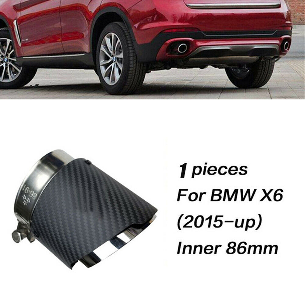 86mm Inlet Matte Carbon Fiber Car Exhaust Tip Muffler For BMW X5 F15 E70 X6 F16