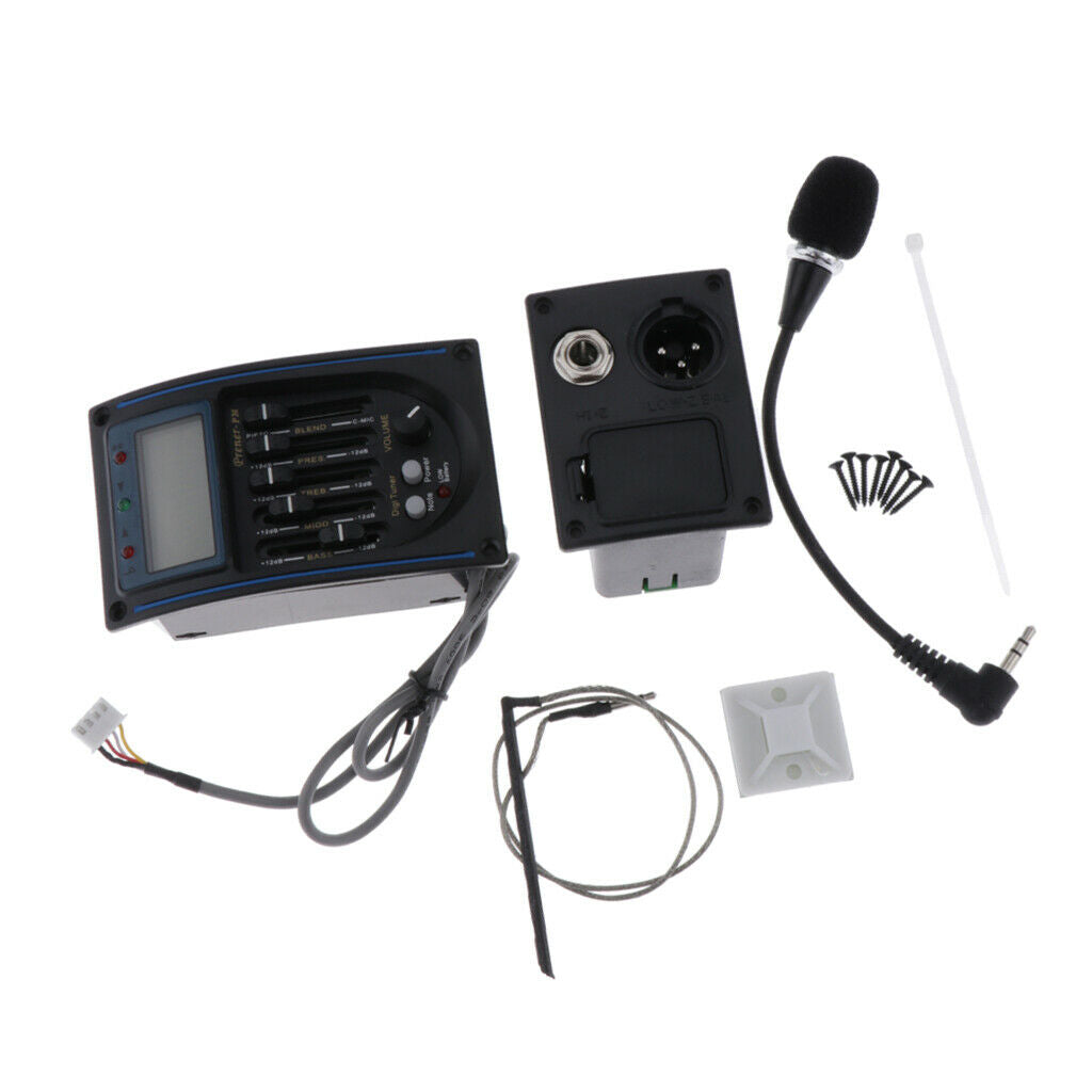 5-Band EQ Equalizer Acoustic Guitar Piezo Pickup Tuner with Battery Case and