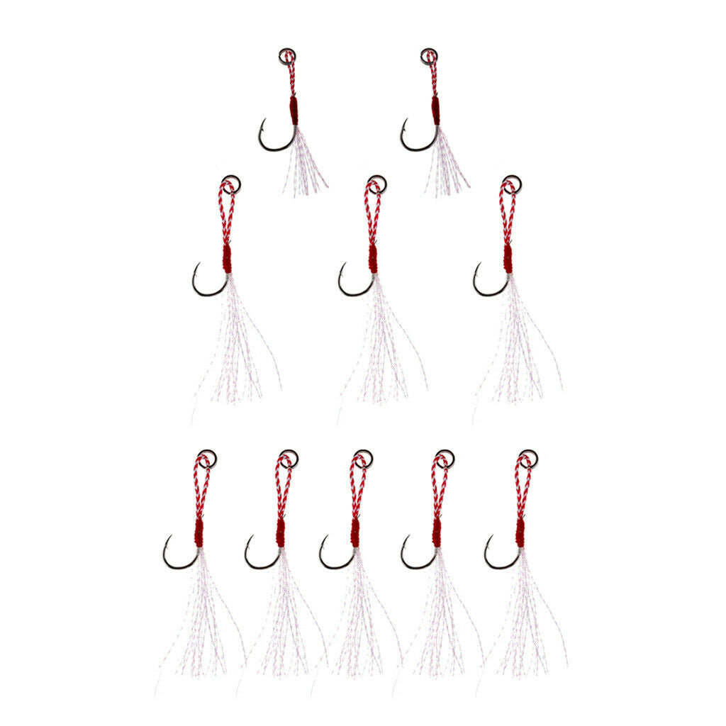 10x Hooks Live Baits Auxiliary Metal Hooks Deep Sea Fishing Trolling Surf Jig