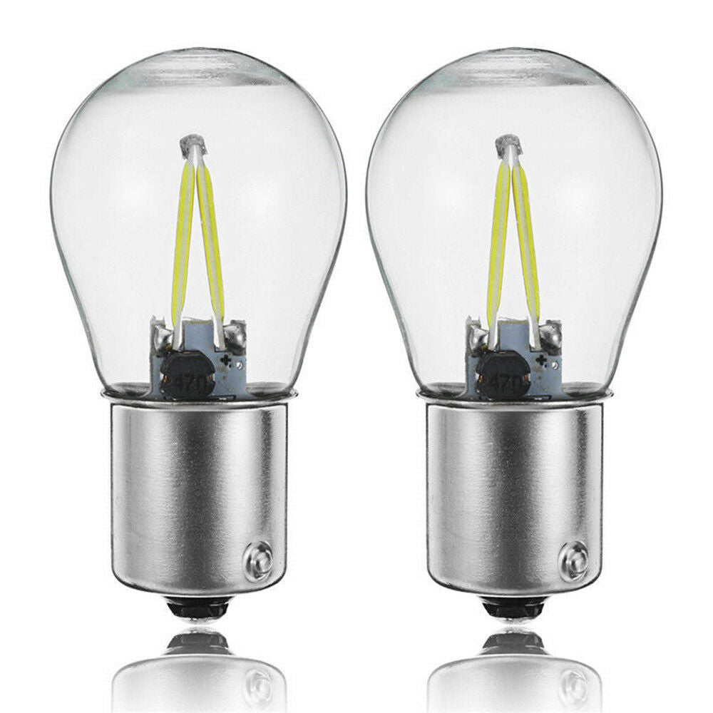 2x 12V P21W 1156 BA15S COB White LED Turn Signal Light Reverse Backup Lamp Bulb