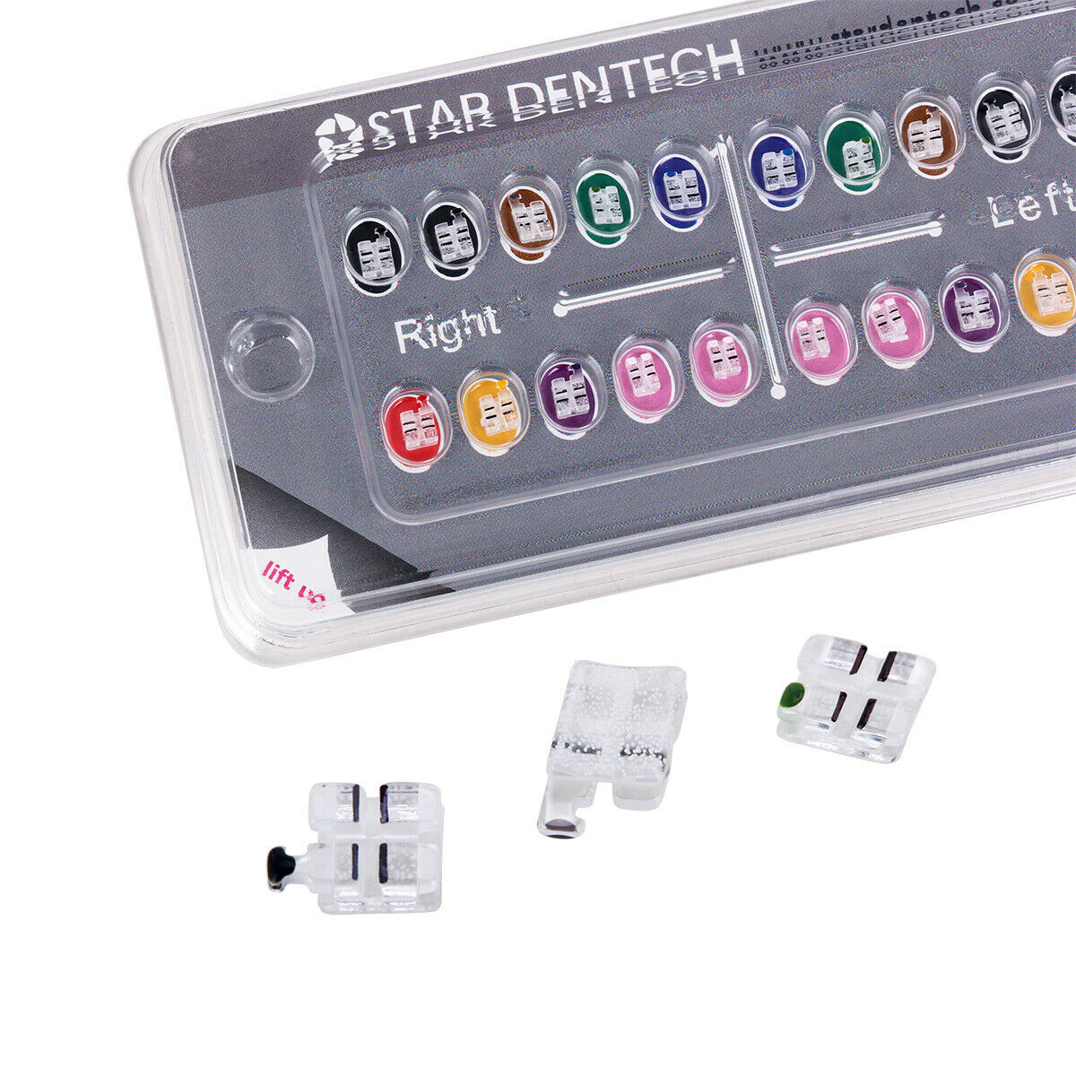 Dental Orthodontic Ceramic Brackets Sapphire Monocrystalline MBT.022 Hooks 345