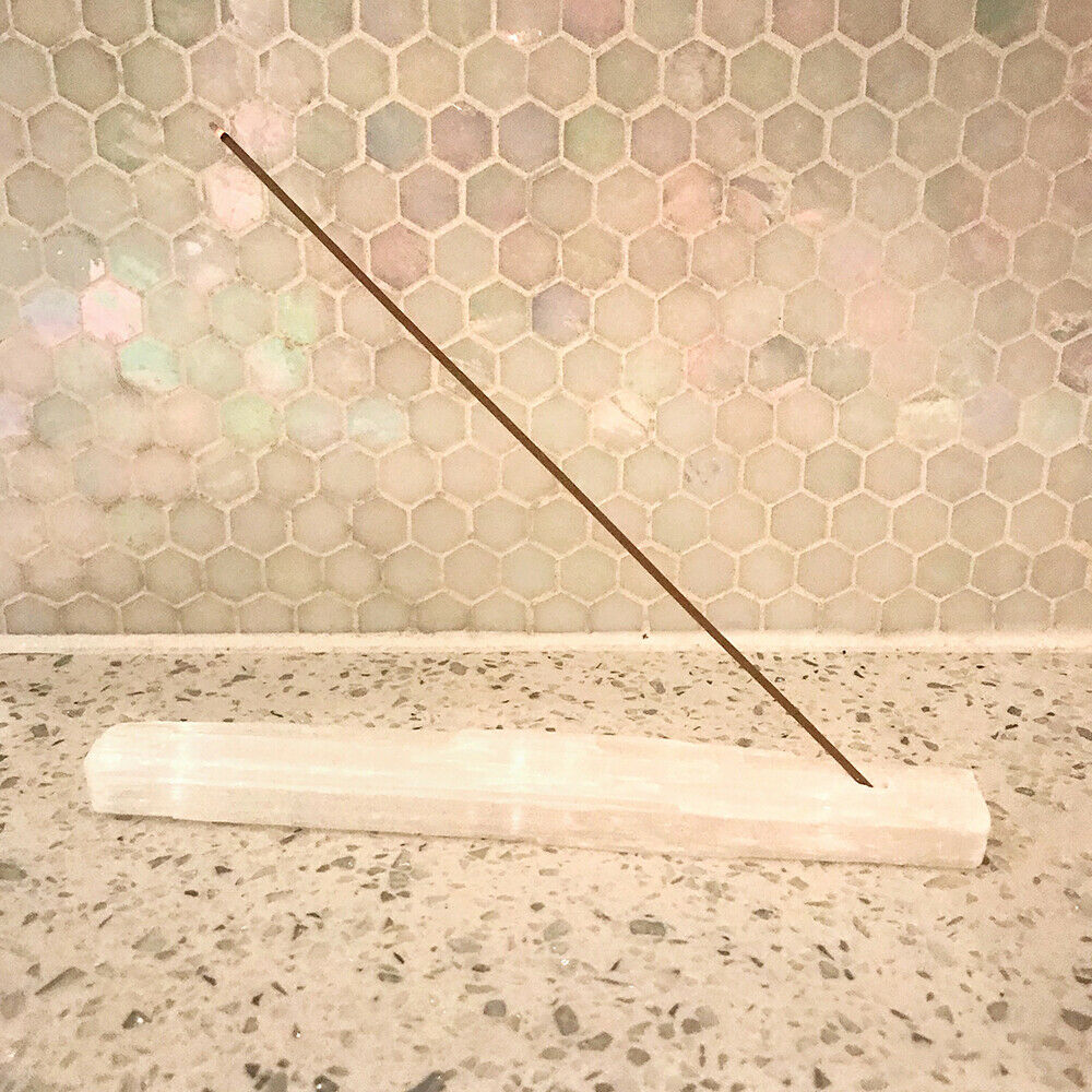 7.5" Selenite Incense Holder With Palo Santo Incense Sticks Cleanse Recharge
