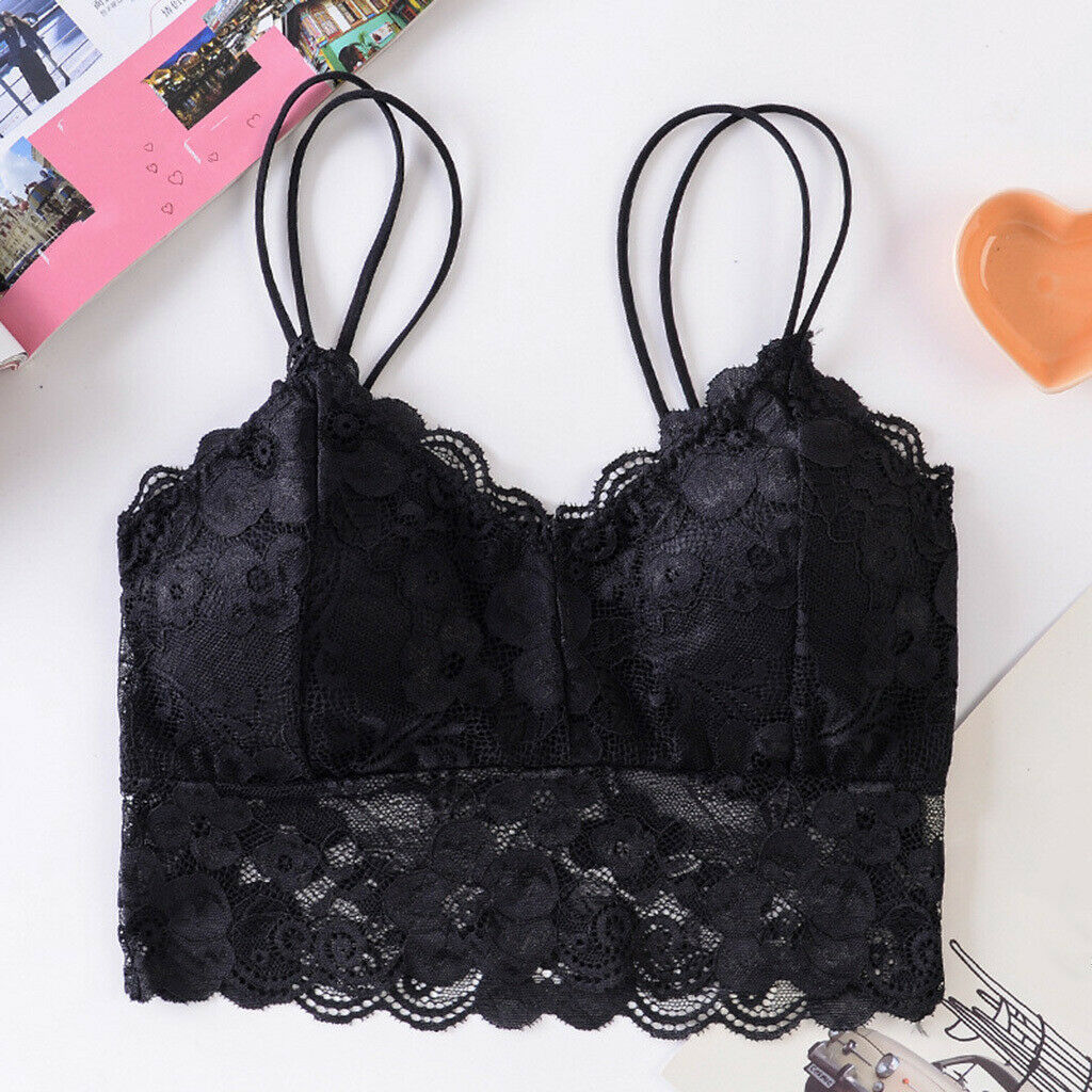 5 Pieces Women's Lace Removable Padded Bralette Push Up Lace Bra Crop Top