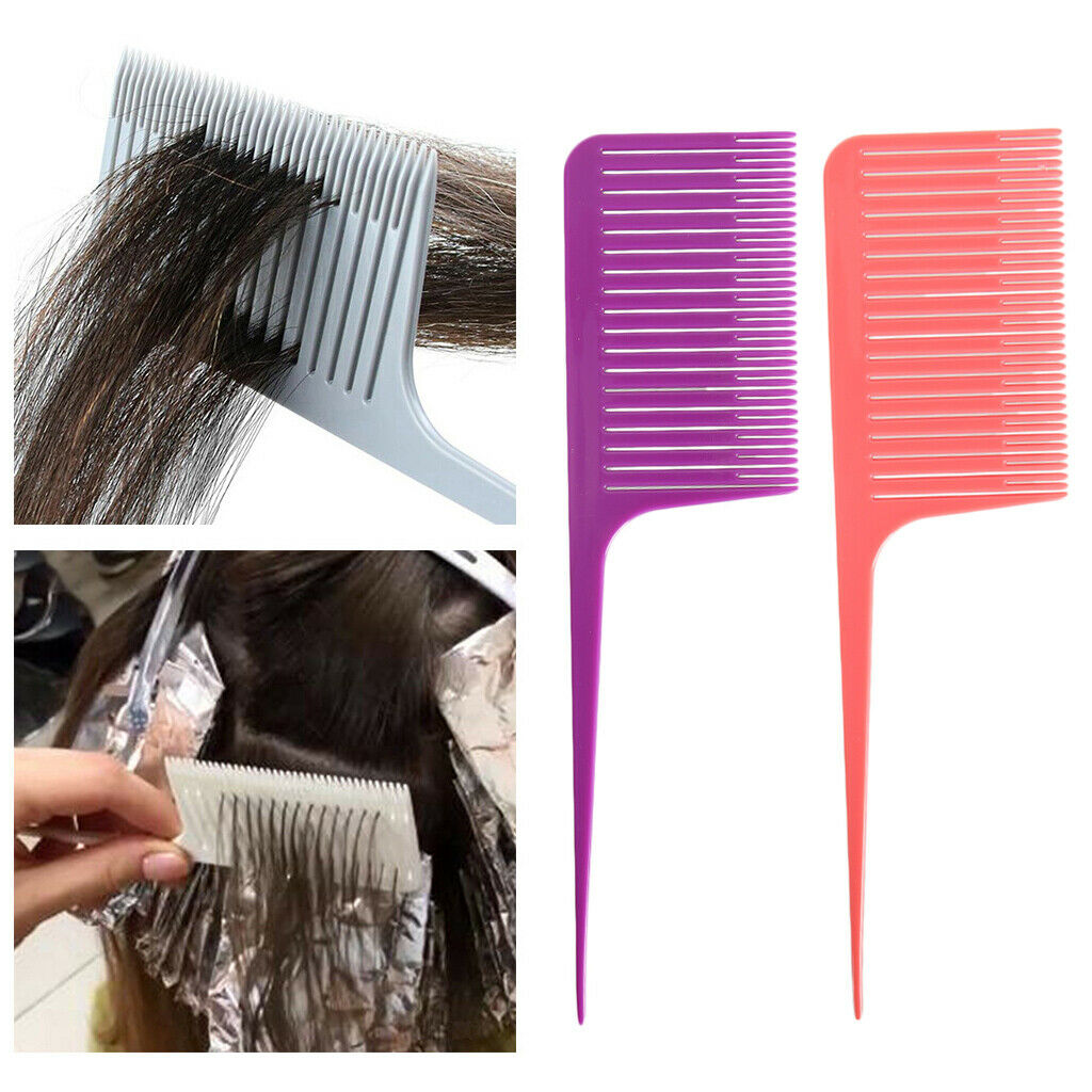 2x Plastic Sectioning Weave Highlight Foiling Hair Combs for Salon Tool