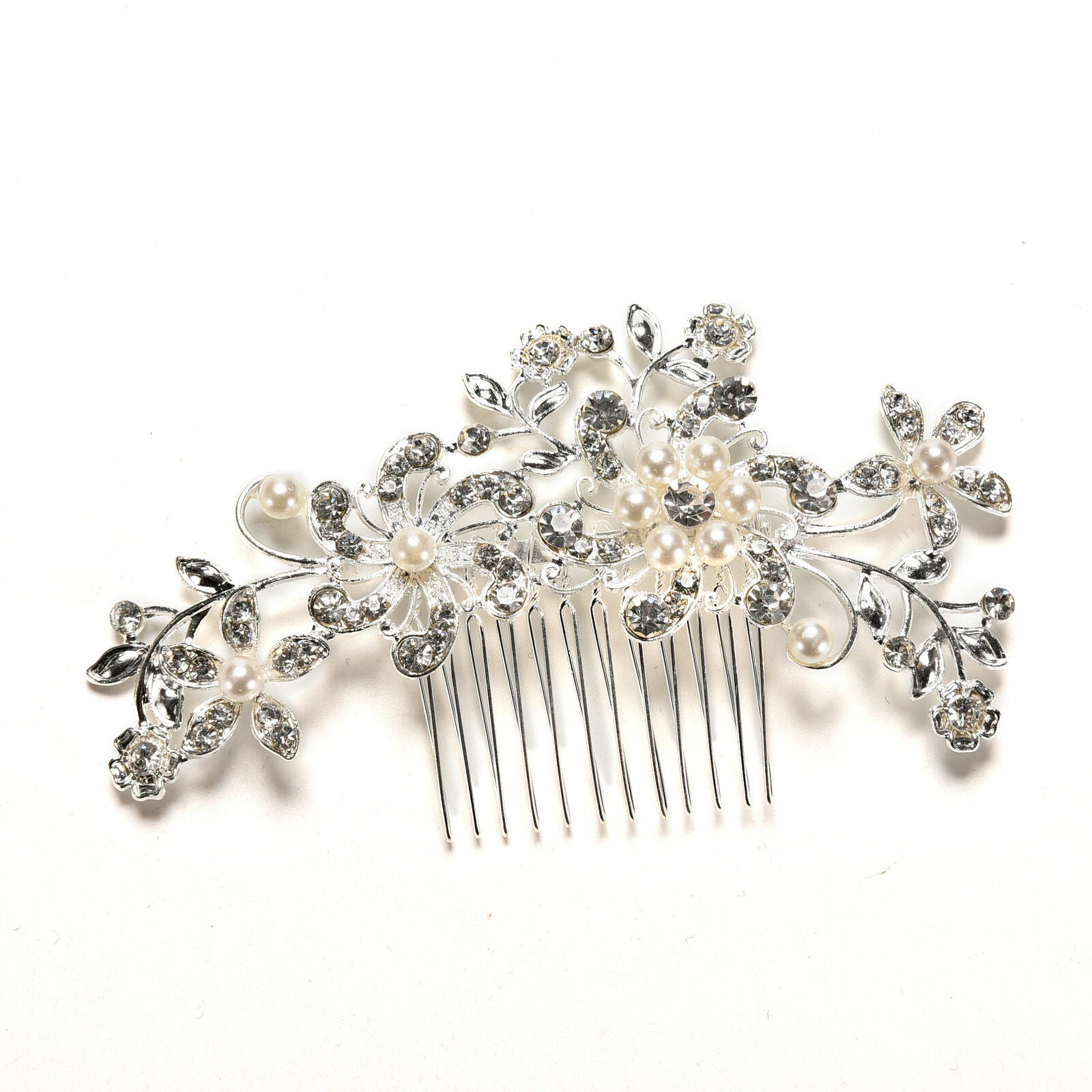 Crystal Rhinestone Wedding Flower Pearls Hair Clip Hair Comb For Women Bri.l8