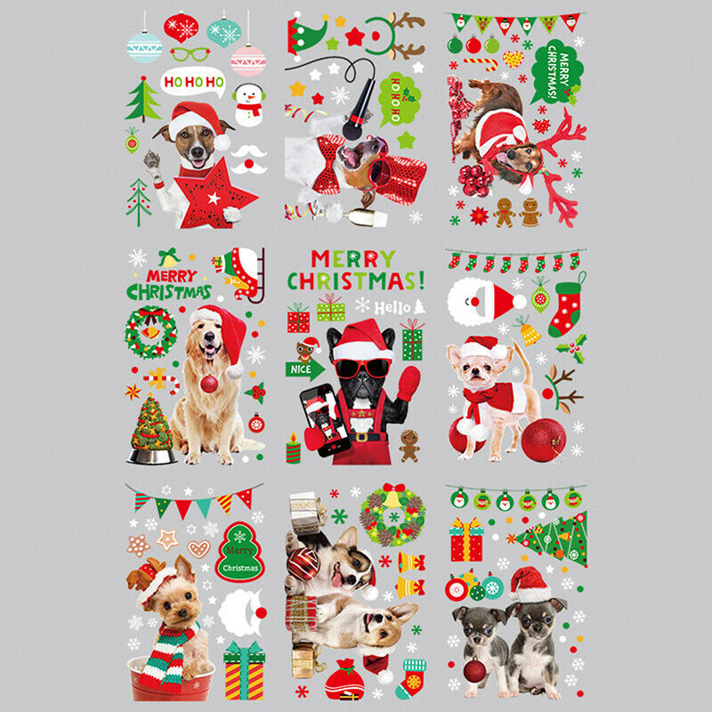 9pcs Christmas Decorations 20x30cm For Wall Glass Stickers New Year Home DecBDA