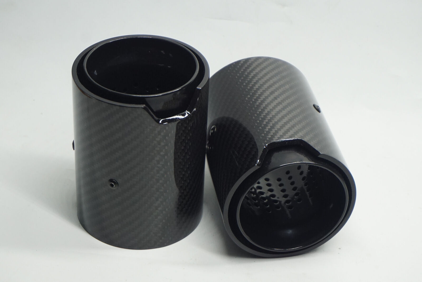 Black Stainless Steel + Carbon Fiber Tip Exhaust Pipe 2.5'' Inlet 3.6'' Outlet