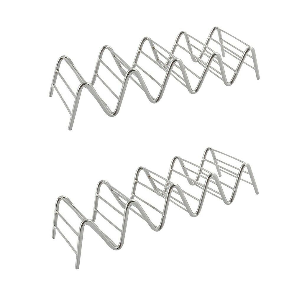 2x Taco Holder Stainless Steel -Taco Rack/Shells/Tray Serving Tray 4~5 Slots