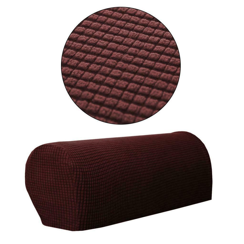Set of 4 Flannel Furniture Sofa Armrest Covers Protectors Dark Coffee
