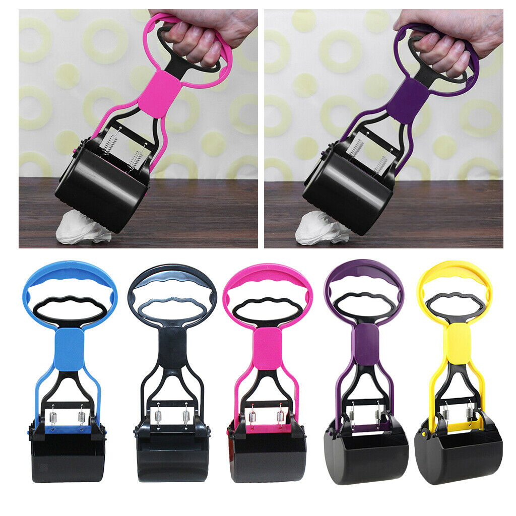 Portable Dog Poop Scooper Long-handle Pet Litter Remover Purple/Yellow