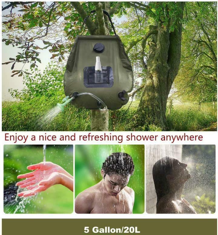 Portable 20L Shower Heating Pipe Bag Solar Water Heater Outdoor Camping Camp