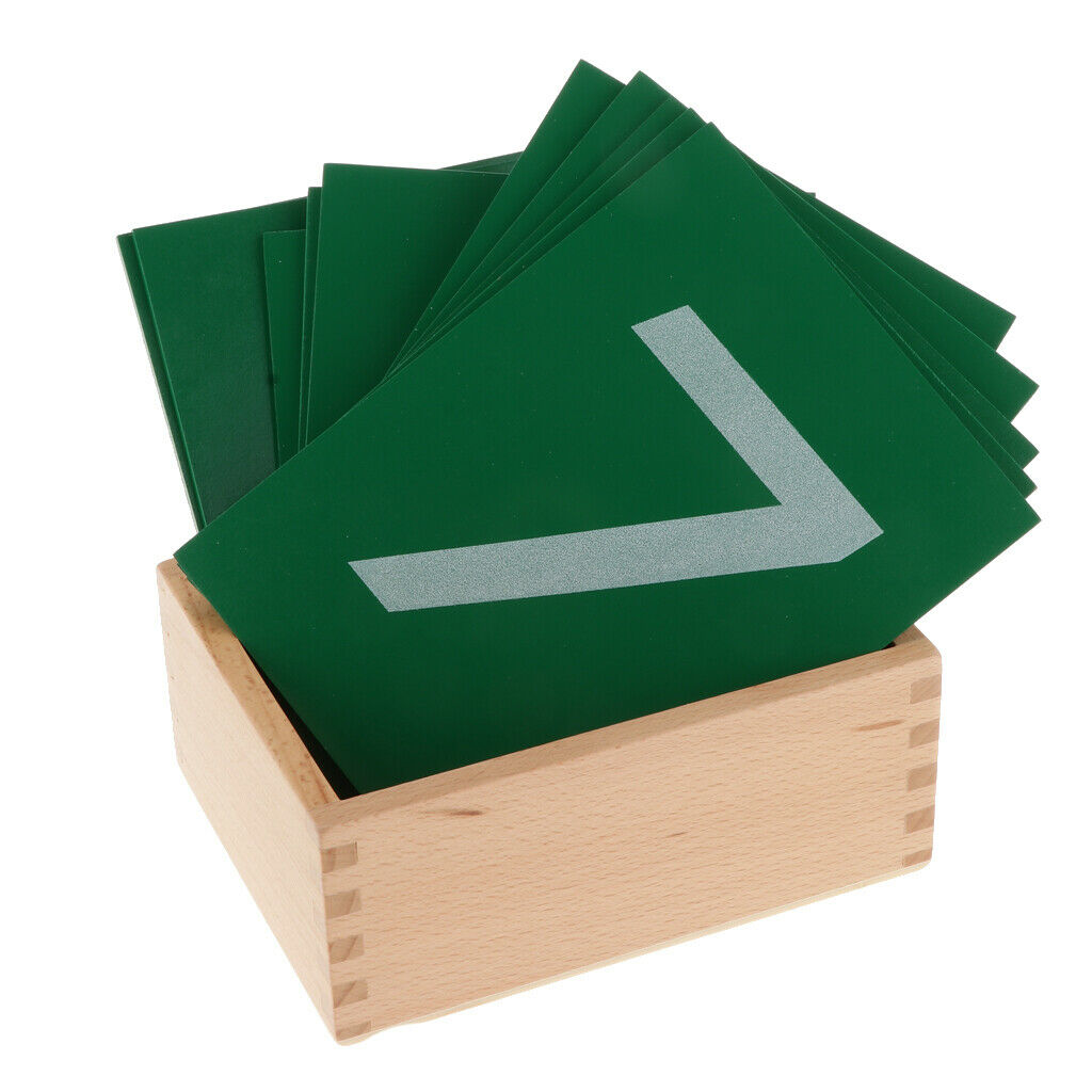 Montessori math learning game, wooden box with 0-9 number cards (green)