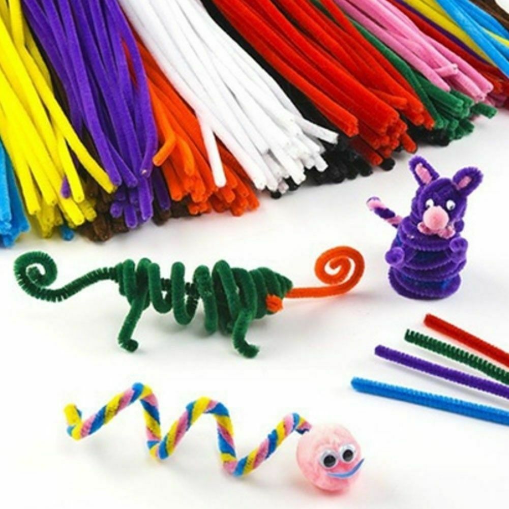 100pcs Multi-colored Plush Chenille Stems Pipe Cleaners Toys Kids Education