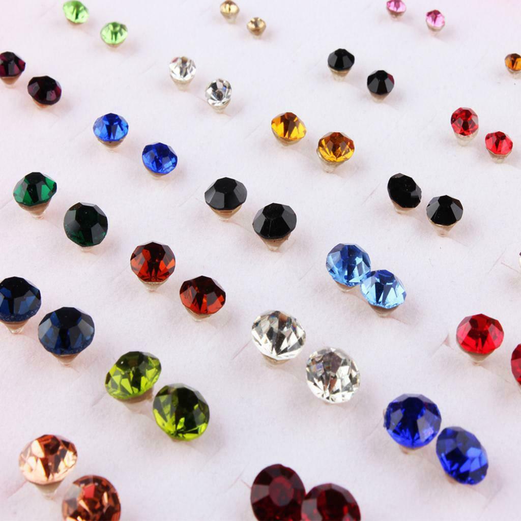 36 Pair Cute Stud Set Love Heart Box Lady Girls Crystal Earring Studs Gift