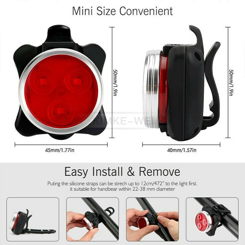 2x LED USB Rechargeable Cycling Bicycle Bike Head Front Rear Tail Light Lamp Set