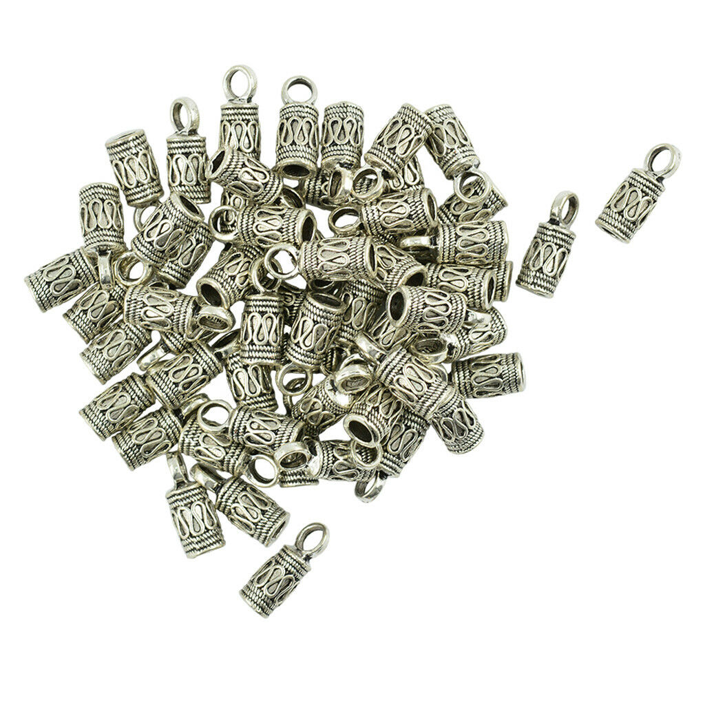 50x Alloy Bell Shape Bead Leather Cord End   Tube Jewelry Findings 4mm
