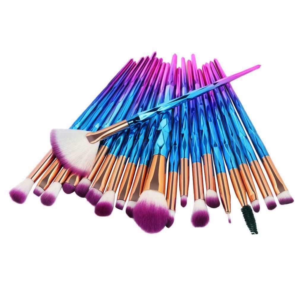20Pcs Unicorn Eye Brush Set Kit Cosmetic Brushes Diamond purple,as described