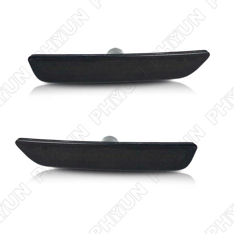 2x White LED Front Bumper Side Marker Lights Smoke Lens For Ford Mustang 2010-14