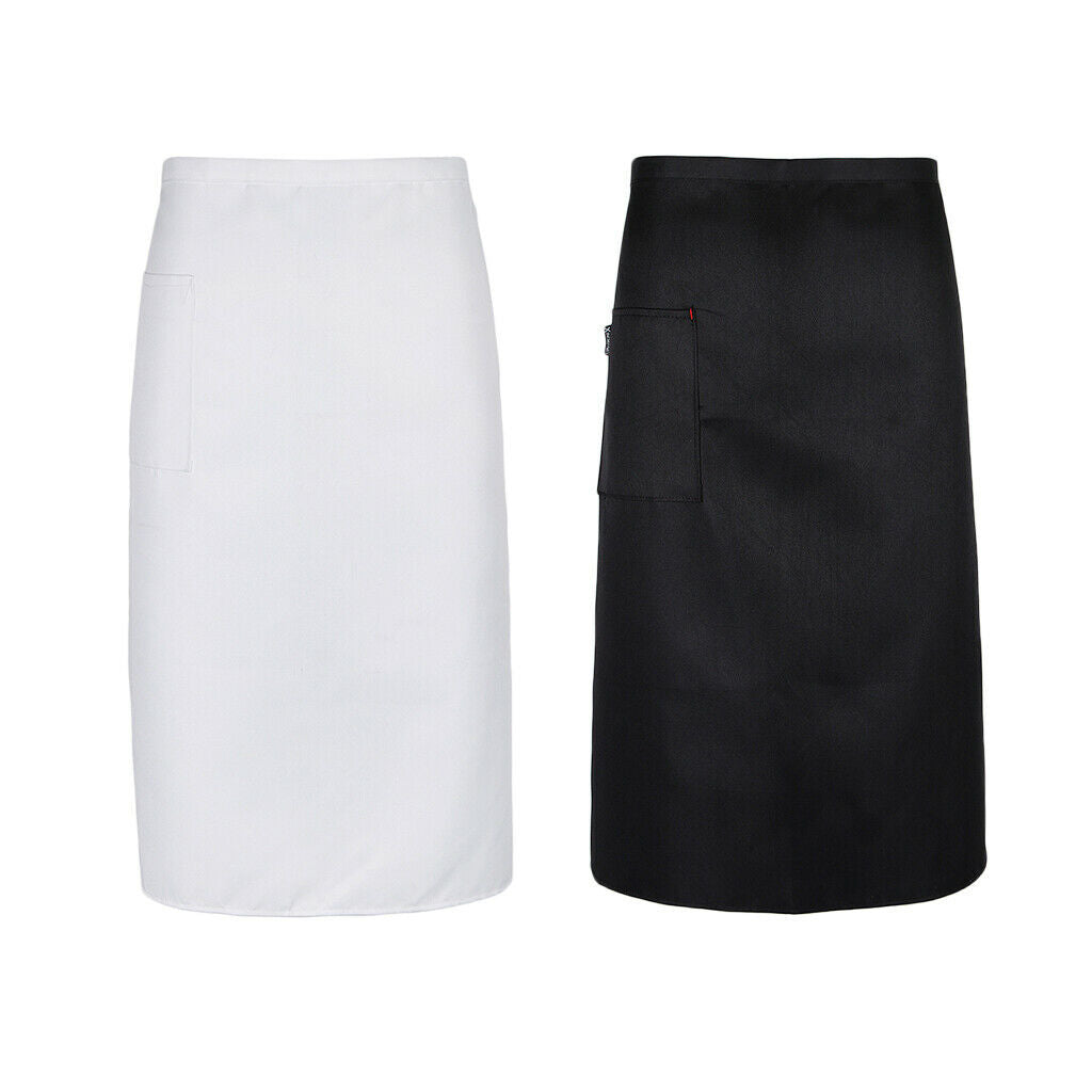 Half Length Apron Chef Baker Hotel Servers Waiters Apron with Pocket Black