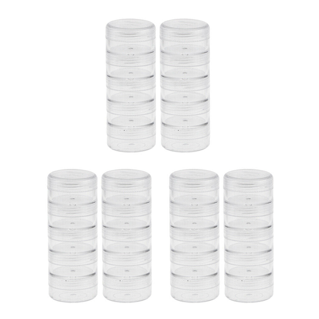30Pcs Round Stackable Beads Box Organizer w/ Screw Lids Jewellery Display