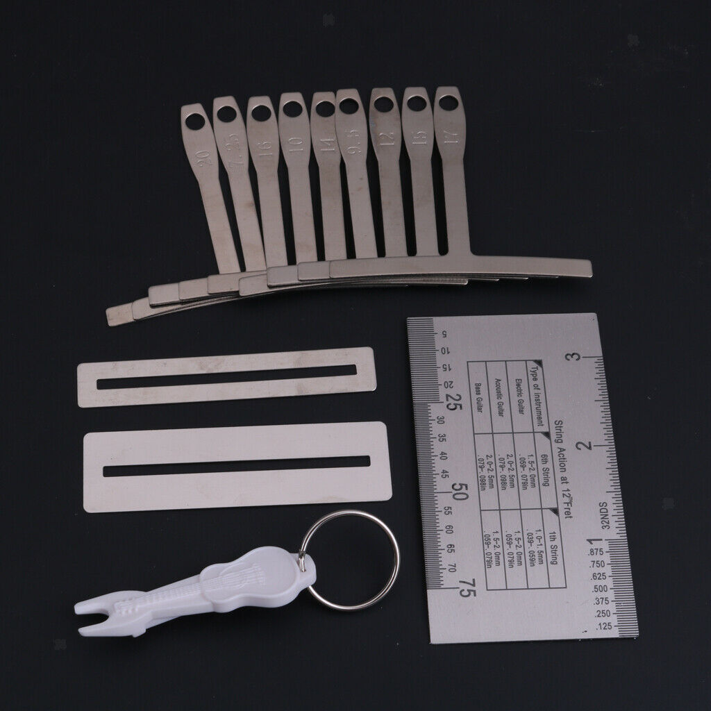 9pcs Stainless Steel Understring Radius Gauge+String Action Gauge+Fret Guard