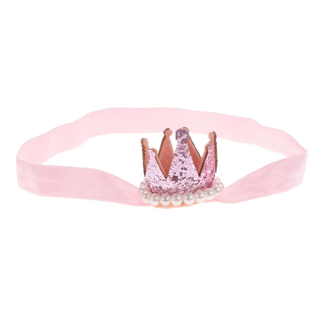 Baby Girl Beaded  Headband Tiaras For Birthday Party Decor - Light Pink, as