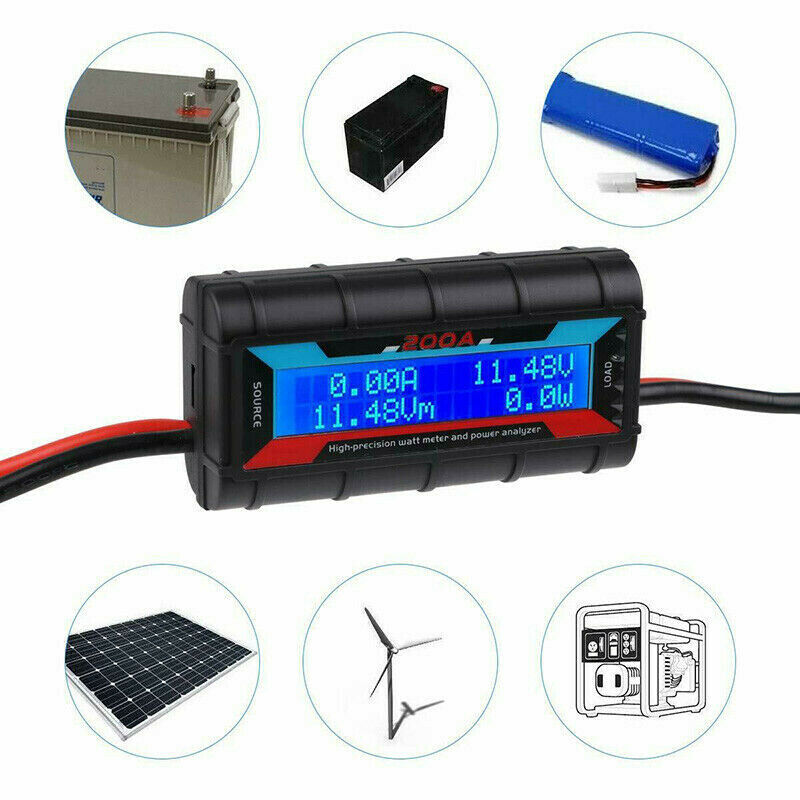 200A DC LCD Digital Monitor Amp Watt Meter Detector Battery Solar Power Analyser