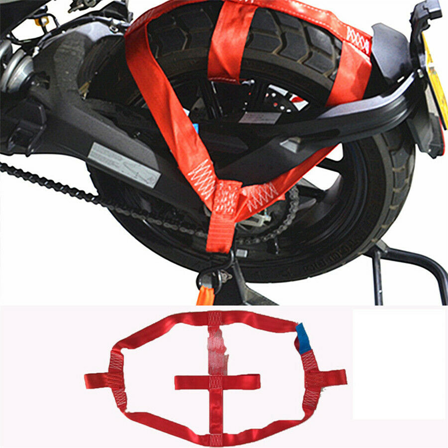 1 Pc RED Motorbike Transportation Rear Wheel Tie Down Strap 1000kg Working pull