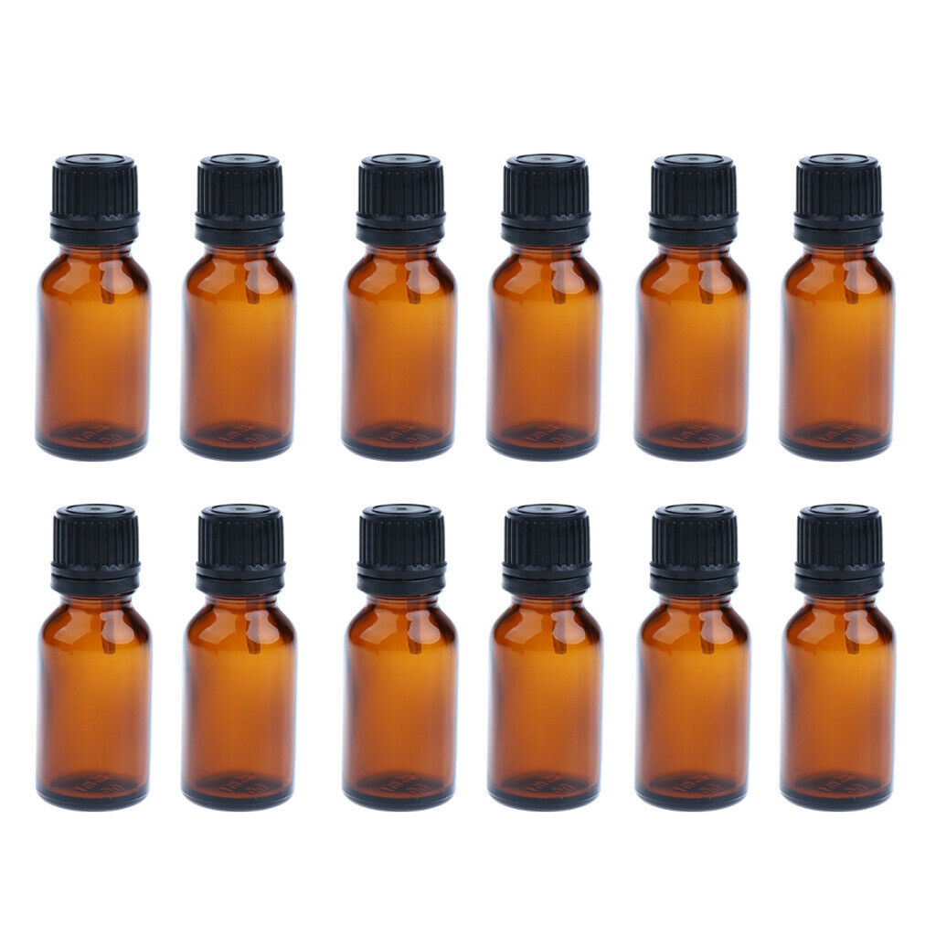 24pcs Travel Essential Oils Glass Amber Empty Brown Bottles Cosmetic Container