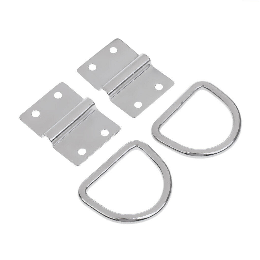 2Pcs 316 Stainless Steel D Ring Rope Chain Strap Tie Down Loop Boat Trailer