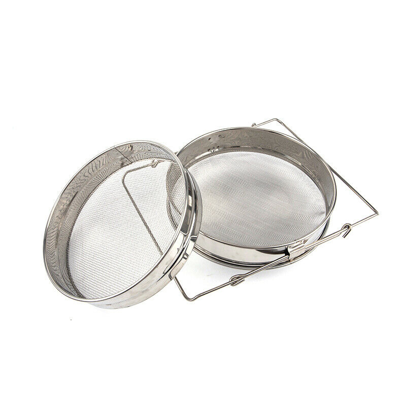 Double-Deck Stainless Steel Honey Strainer Screen Sieve Beekeeping Filter TaBDA