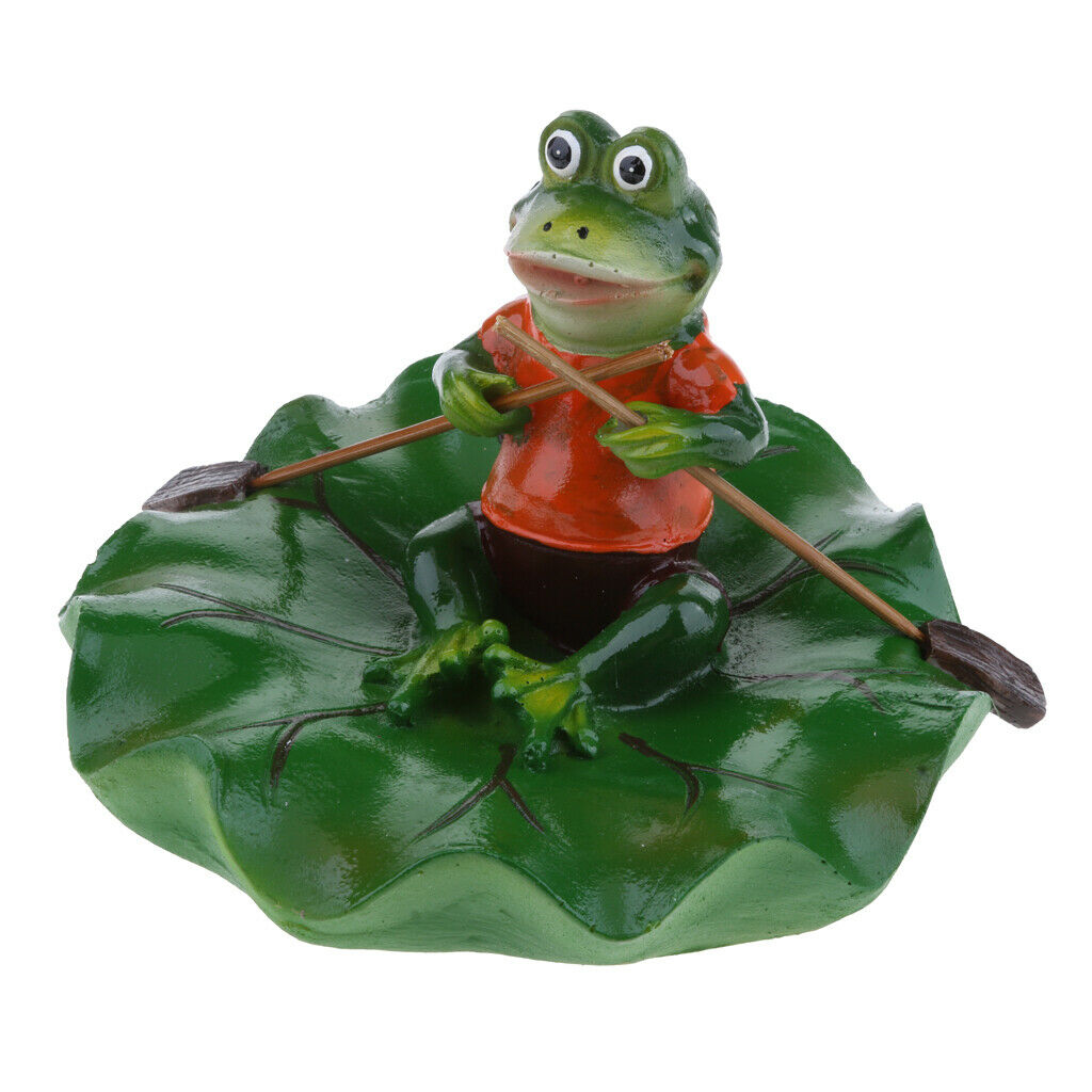 Floating Lotus Leaf and Rowing Frog Animal Ornament Garden Pond Decoration